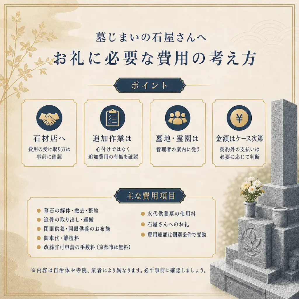 墓じまいの石屋さんへのお礼に公的な相場はある？金額の考え方_まとめ画像